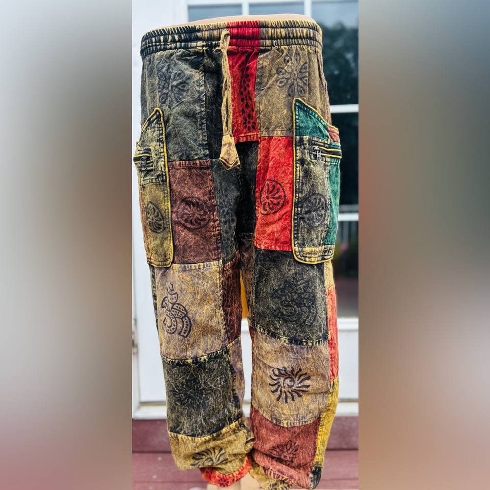 Multicolor Patchwork Cargo Pants - image 2